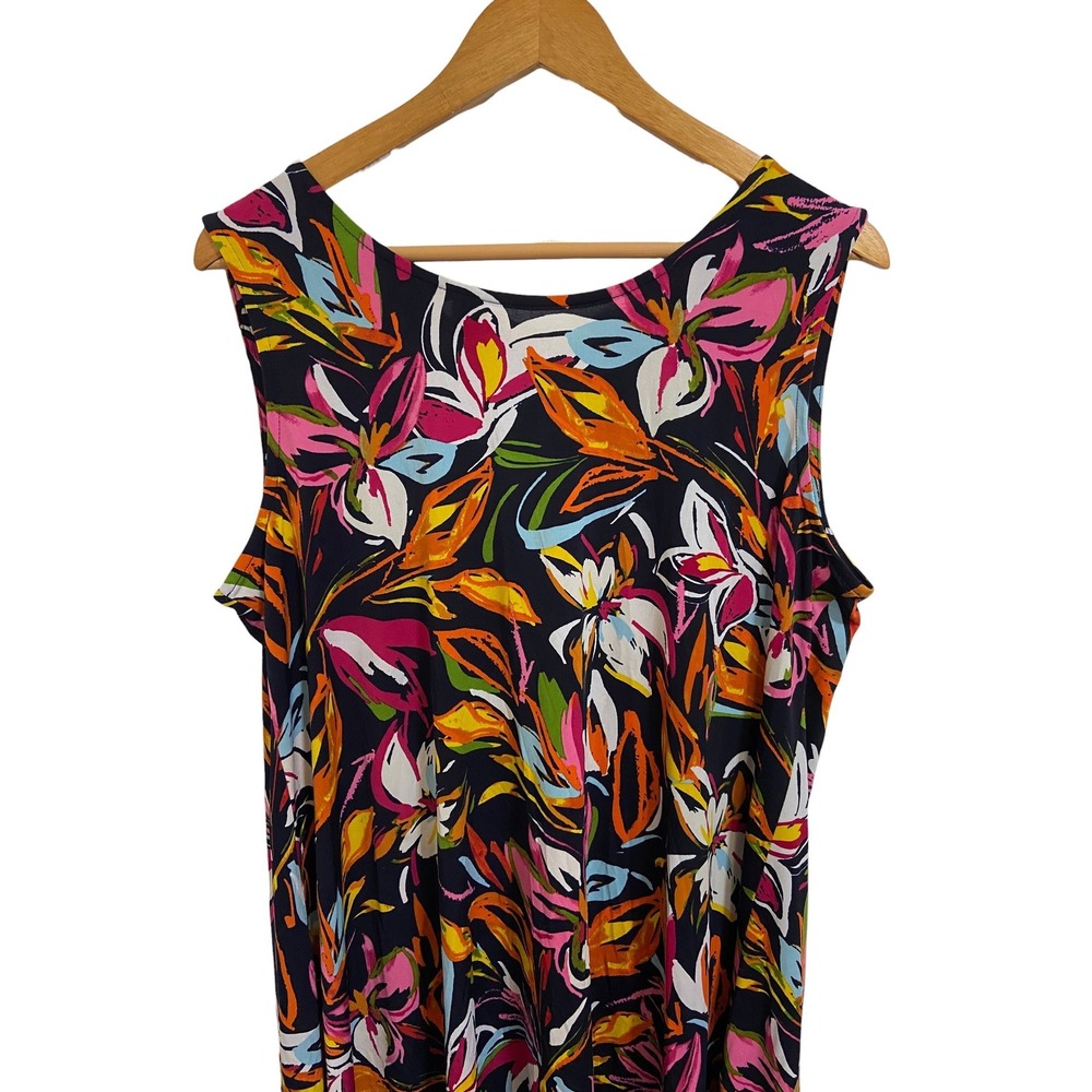 MSK Tropical Floral Sleeveless Tie Keyhole Back Shift Resortwear‎ Dress Size XL - Picture 10 of 11